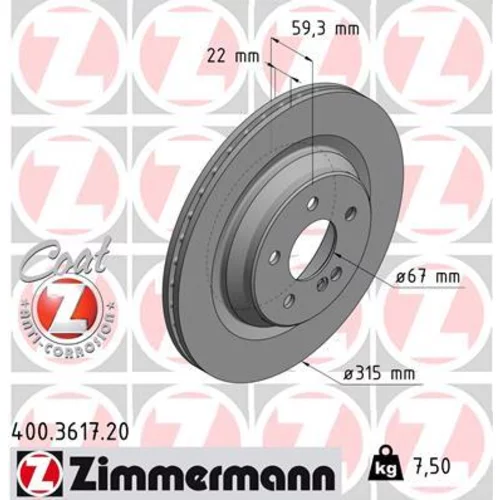 Brzdový kotúč ZIMMERMANN 400.3617.20