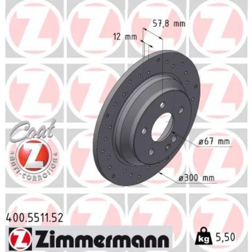 Brzdový kotúč ZIMMERMANN 400.5511.52