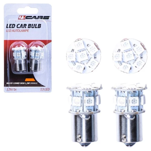 HQ sada LED žiaroviek BA15S 13SMD 5050 1.5W oranžová /4CARS/