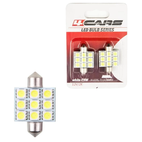 4CARS LED ŽIAROVKA 9LED 12V FESTOON 5050SMD T11X36MM