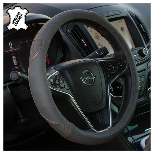POŤAH VOLANTU 37-39CM pravá koža sivý s oranžovým obšitím /4CARS/