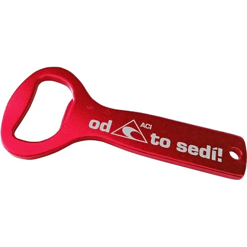 Hliníkový otvárač na pivo-limonádu ACI červený, logo
