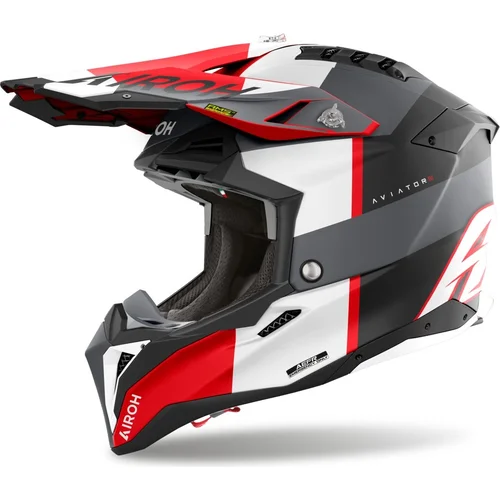 Prilba AVIATOR 3 Monarch AIROH AV3M16-XS (sivá/červená matná, veľkosť XS) 2026