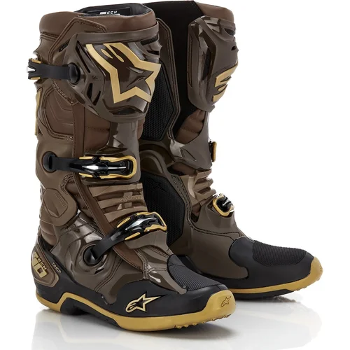 Topánky TECH 10 limitovaná edícia SQUAD ALPINESTARS 2010020-839-12 (tmavohnedá/zlatá/čierna, veľkosť 47)