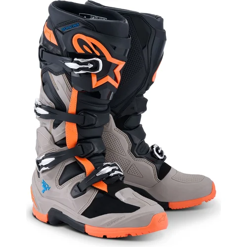 Topánky TECH 7 ENDURO ALPINESTARS 2010426-1562-13 (čierna/tmavosivá/neónovo oranžová, veľkosť 48)