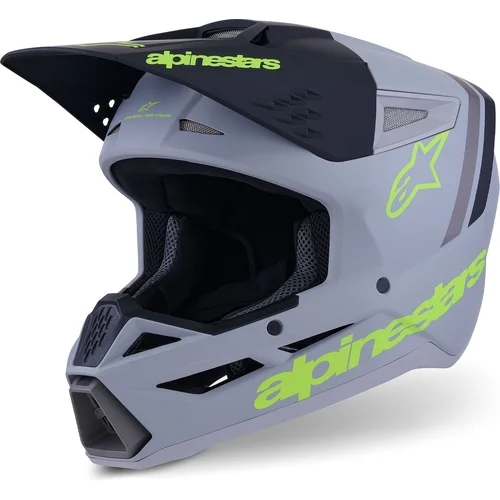 Prilba S-M3 RADIUM ALPINESTARS 8300726-9510-L (sivá mat/žltá fluo/čierna, veľkosť L)
