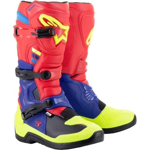 Topánky TECH 3 ALPINESTARS 2013018-3375-5 (červená/modrá/žltá fluo/čierna, veľkosť 38)