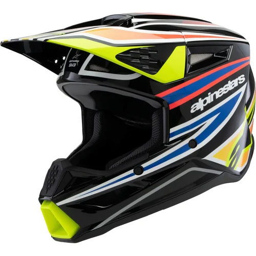 Prilba S-M3 WURX ALPINESTARS 8302125-1574-M detská, (čierna/žltá fluo/modrá/červená, veľkosť M)