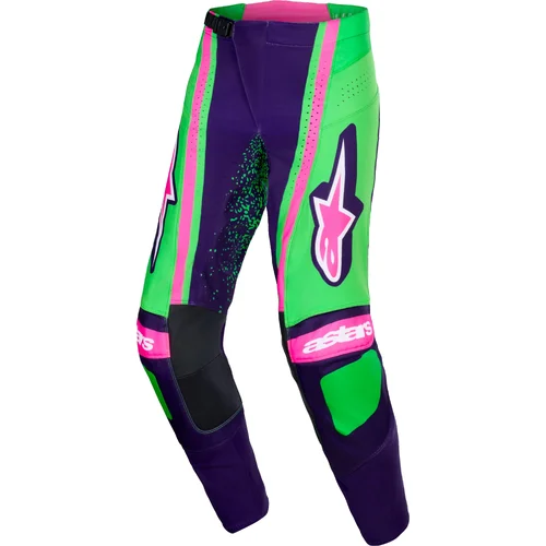 Nohavice TECHSTAR NOMUR ALPINESTARS 3721026-3129-34 (tmavofialová/zelená/ružová fluo, veľkosť 34)