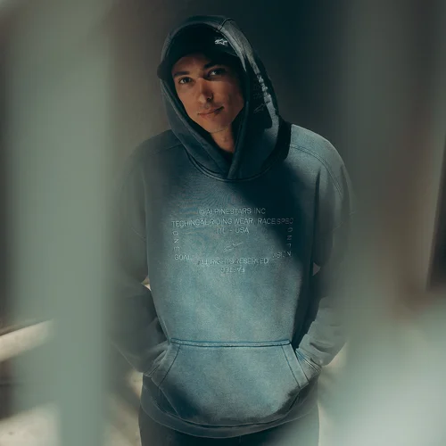 Mikina infinite washed oversized hoodie (vypraná modrá, veľkosť M) /ALPINESTARS/ - obr. 5