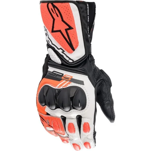 Rukavice SP-8 ALPINESTARS 3558321-1231-3XL (biele/červené fluo/čierne, veľkosť 3XL)