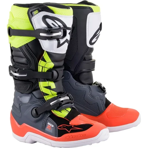 Topánky TECH 7 S ALPINESTARS 2015017-9058-38 detské, (sivá/červená fluo/žltá fluo, veľkosť 38)