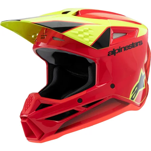 Prilba S-M3 FRAY ALPINESTARS 8300526-3051-XS (červená/žltá fluo/čierna, veľkosť XS)