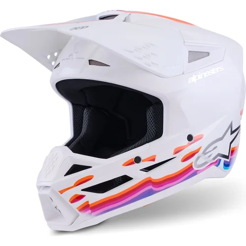 Prilba S-M3 FORCE ALPINESTARS 8301126-2180-M (biela/žltá/ružová/fialová, veľkosť M)