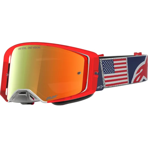 Okuliare SUPERTECH limitovanej edície FIFTYFOLD ALPINESTARS 5103627-7363-TU (modrá/červená/biela, zrkadlové červené plexisklo) 2026