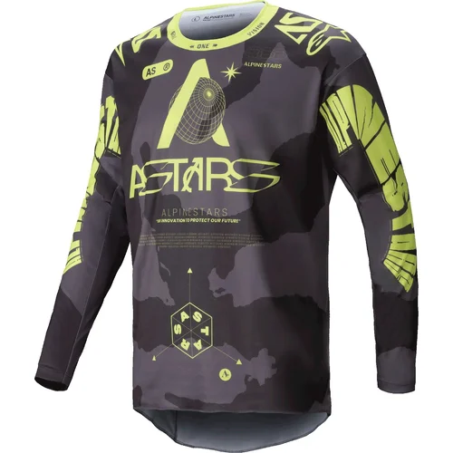 Dres RACER HOLLOW, ALPINESTARS (tmavá camo/žltá fluo, veľkosť M)