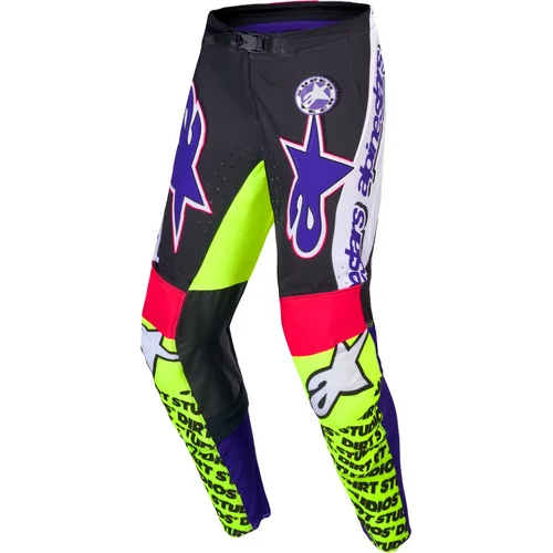 Nohavice SUPERTECH limitovaná edícia DIRT STUDIOS ALPINESTARS 3721425-2045-34 (biela/fialová/ružová/žltá fluo, veľkosť 34)