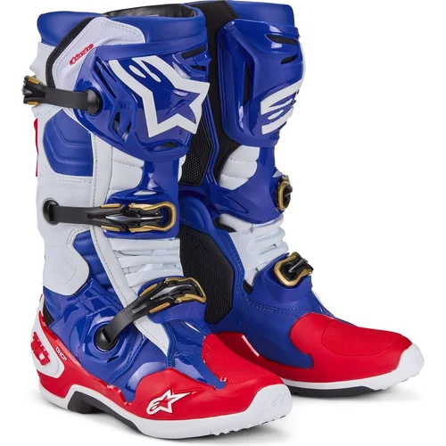 Topánky TECH 10 limitovaná edícia UNION REDBUD MX ALPINESTARS 2010020-3372-12 (červená/modrá/biela/čierna, veľkosť 47)