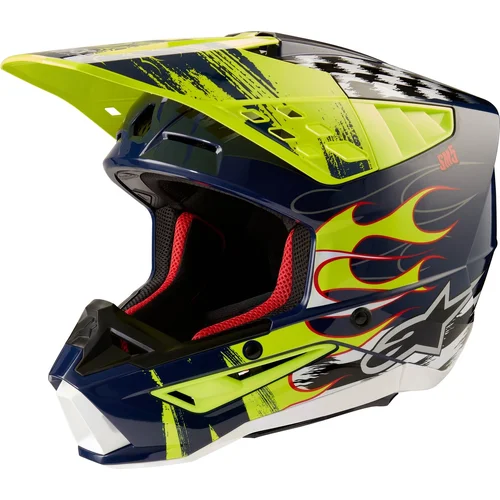 Prilba S-M5 RASH ALPINESTARS 8307023-7455-L (tmavomodrá/žltá fluo, veľkosť L)