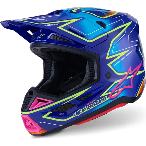 Prilba supertech S-M7 cast ALPINESTARS 8302526-7254-S (modrá/ružová/žltá fluo, veľkosť S)