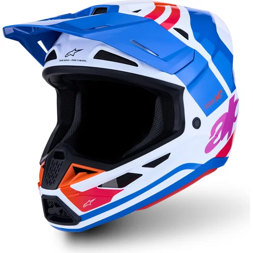 Prilba supertech S-M7 core ALPINESTARS 8301726-2088-S (biela/modrá/oranžová/ružová, veľkosť S)