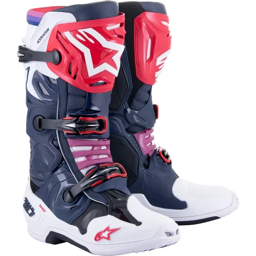 Topánky TECH 10 SUPERVENTED ALPINESTARS 2010520-7062-13 perforované, (tmavomodrá/biela/červená/fialová, veľkosť 48)