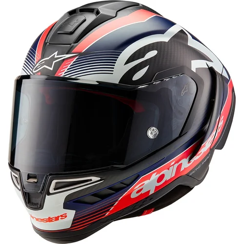 Prilba SUPERTECH R10 TEAM ALPINESTARS 8200224-1383-XXL (matný karbon/červená fluo/modrá/biela, veľkosť 2XL)