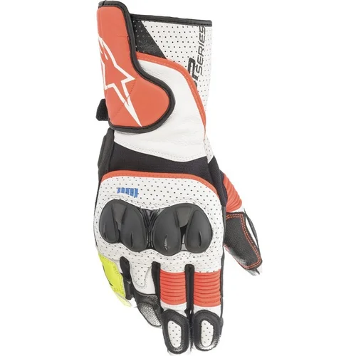 Rukavice SP-2 ALPINESTARS 3558221-2310-S (biela/červená fluo/čierna, veľkosť S)