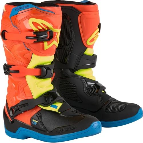 Topánky TECH 3S YOUTH ALPINESTARS 2014024-4755-8 detské, (oranžová fluo/modrá/žltá fluo/čierna, veľkosť 42)