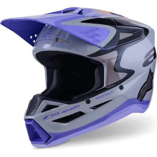 Prilba S-M3 edícia JETT LAWRENCE ALPINESTARS 8303126-9277-YM detská, (sivá/fialová/čierna, veľkosť M)