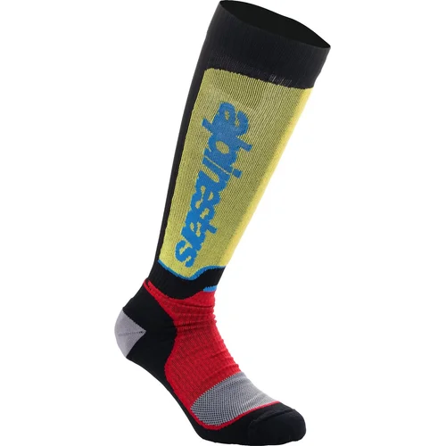 Ponožky MX PLUS ALPINESTARS 4702324-1212-S (čierna/červená fluo/žltá fluo/modrá, veľkosť S)