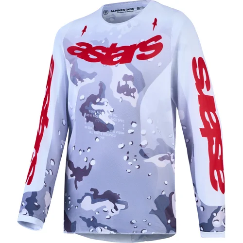 Dres FLUID LONE YOUTH, ALPINESTARS, detský (sivá camo/biela/červená, veľkosť 2XL)