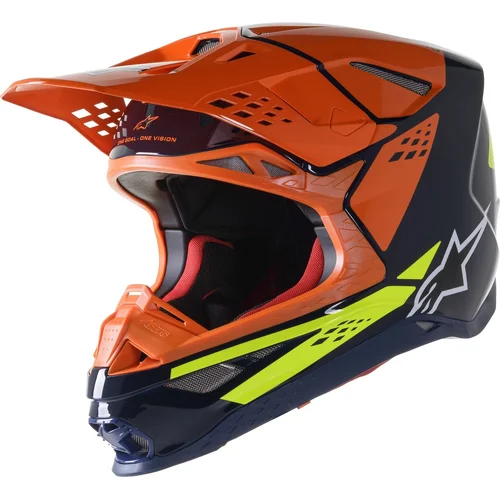 Prilba supertech S-M8 factory ALPINESTARS 8302222-7445-2XL (tmavomodrá/oranžová/žltá fluo lesklá, veľkosť 2XL)