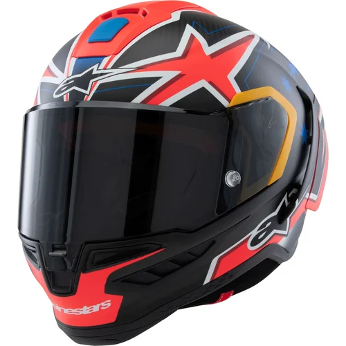 Prilba SUPERTECH R10 limitovaná edícia JACK MILLER ALPINESTARS 8200725-7226-XXL (matný karbon/červená/modrá/žltá/biela, veľkosť 2XL)