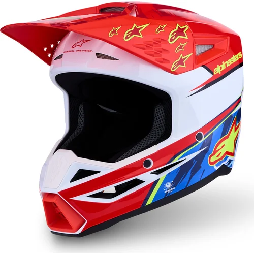 Prilba S-M3 FALCON ALPINESTARS 8301227-3206-M detská, (červená fluo/biela/žltá fluo, veľkosť M)
