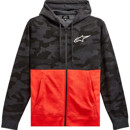Mikina camo block hoodie ALPINESTARS 1213-51050-1816-L (sivá camo/červená fluo, veľkosť L)