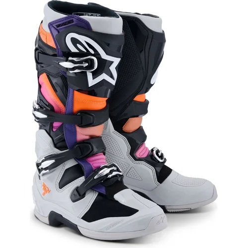 Topánky TECH 7 ALPINESTARS 2012025-1594-7 (čierna/svetlosivá/oranžová fluo/gradient, veľkosť 40,5)