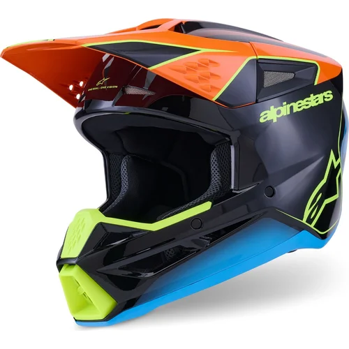 Prilba S-M3 FRAY ALPINESTARS 8300526-1455-M (čierna/oranžová fluo/žltá fluo/tyrkysová, veľkosť M)