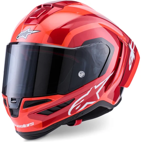 Prilba supertech R10 arius ALPINESTARS 8203926-1683-S (červená fluo/červená/karbon/biela, veľkosť S)