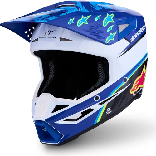 Prilba S-M3 FALCON ALPINESTARS 8300827-7347-S (modrá/biela/čierna/ružová fluo/žltá fluo, veľkosť S)