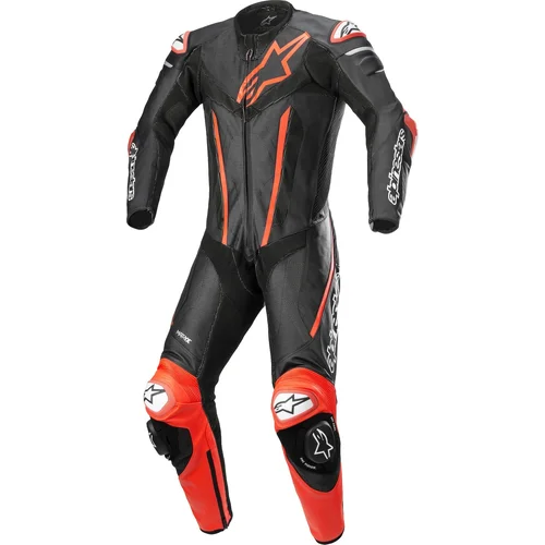 Jednodielna kombinéza FUSION ALPINESTARS 3153022-1030-48 kompatibilná s TECH-AIR, (čierna/červená fluo, veľkosť 48)