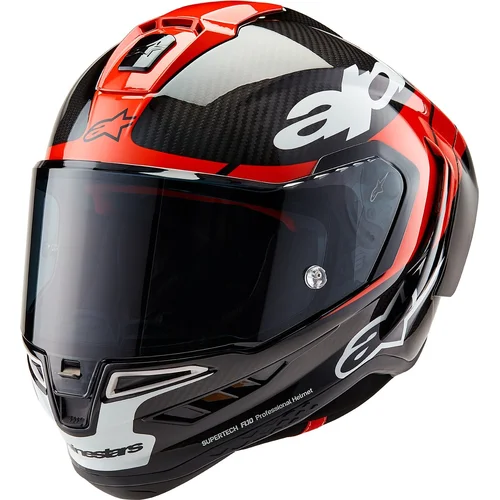 Prilba supertech R10 element ALPINESTARS 8200324-1363-M (karbon/červená fluo/biela, veľkosť M)