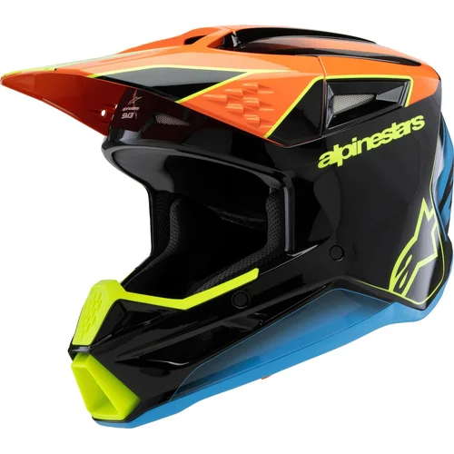 Prilba S-M3 FRAY ALPINESTARS 8301725-1455-S detská, (čierna/oranžová fluo/žltá fluo/tyrkysová, veľkosť S)