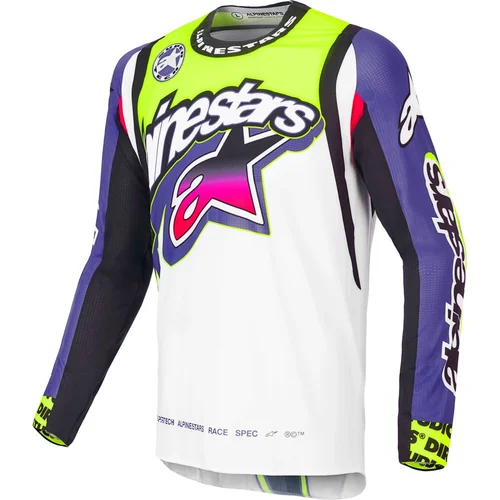 Dres SUPERTECH SX limitovaná edícia DIRT STUDIOS, ALPINESTARS (biela/fialová/ružová/žltá fluo, veľkosť S)