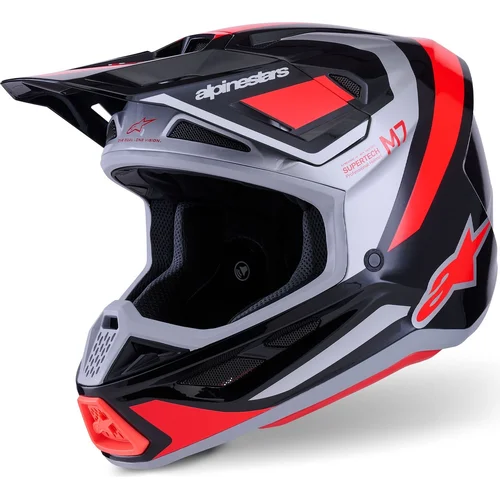 Prilba supertech S-M7 rise ALPINESTARS 8301526-1565-L (čierna/strieborná/červená fluo, veľkosť L)