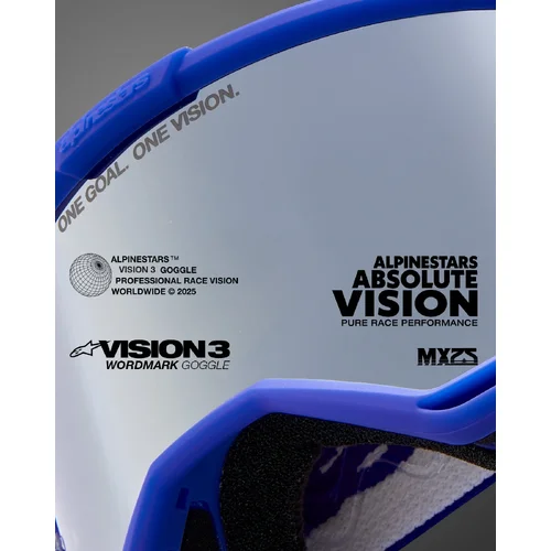 Okuliare VISION 3 WORDMARK (červená, číre plexisklo) 2027 /ALPINESTARS/ - obr. 3