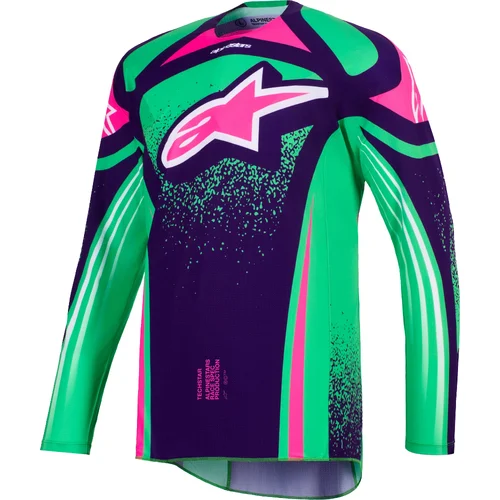 Dres TECHSTAR NOMUR, ALPINESTARS (tmavofialová/zelená/ružová fluo, veľkosť L)