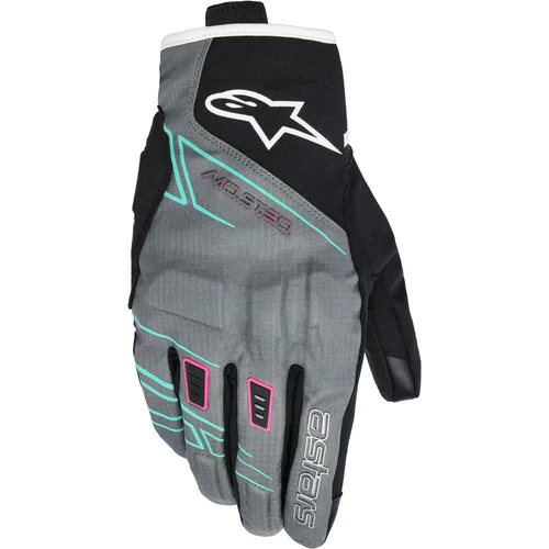 Rukavice stella moblast waterproof ALPINESTARS 3530126-1598-XS dámske, (sivá/čierna/ružová fluo/tyrkysová/biela, veľkosť XS)