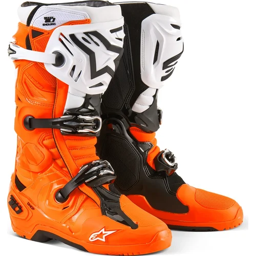 Topánky TECH 10 ENDURO ALPINESTARS 2010025-4512-7 (oranžová fluo/čierna/biela, veľkosť 40,5)