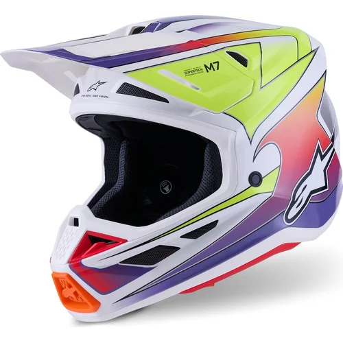 Prilba supertech S-M7 fuse ALPINESTARS 8301926-2054-M (biela/žltá fluo/fialová, veľkosť M)